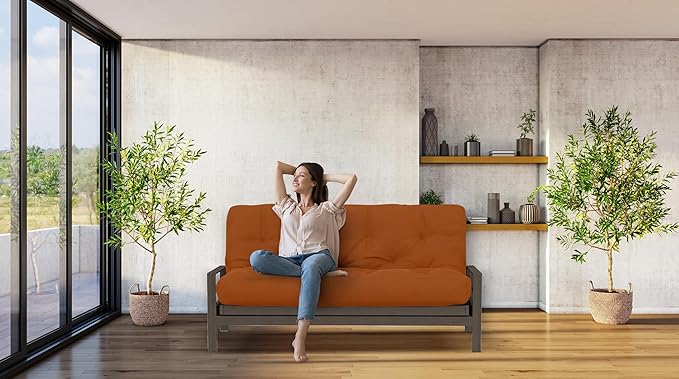 Royal Sleep Products by The Futon Factory 6 inch Foam Futon Mattress - Solid Cinnamon Cover - Twin Size - CertiPUR Certified Foams - Made in USA - Replacement Mattress - (Frame not Included)