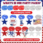 USA 250th Anniversary Decorations Hanging Swirls - 29 Pcs United States 250 Anniversary Ornament Ceiling Hanging Streamers for American 250 Year Anniversary Party Supplies