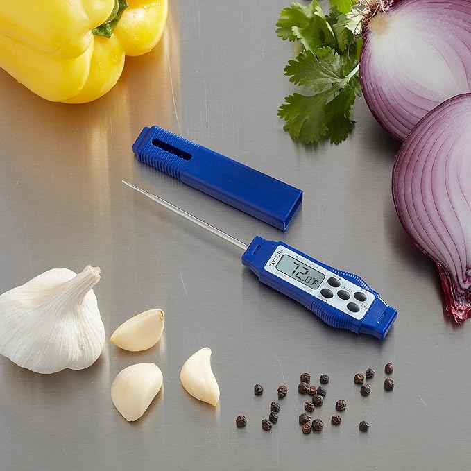 Taylor 9877FDA Compact Waterproof Digital Food Thermometer, 2.81 Inch Stem Length with FDA-Recommended 1.5mm Probe, NSF Certified, Blue