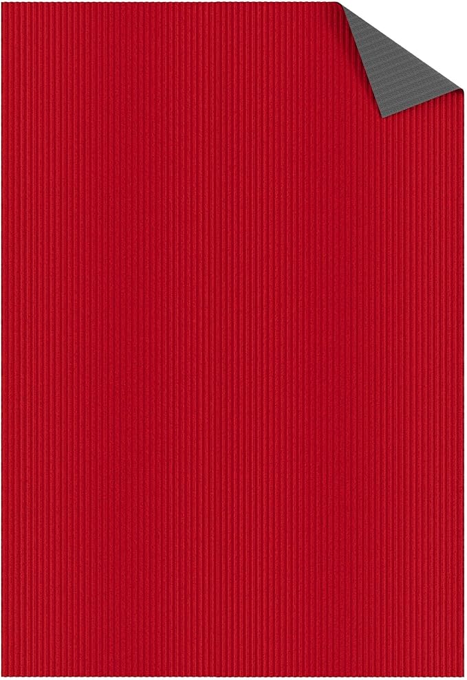 Ottomanson 6'6" x 48' Hallway Runner with Scraper Pile Extra Durable Non-Slip Rug Mat for Indoor & Outdoor Use - Ideal for Kitchen, Entryway, Patio & Garage - High-Traffic Carpet, Red