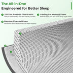 Firm Mattress Topper Queen Size 3 Inch, Cooling Gel & Bamboo Charcoal Memory Foam Mattress Topper for Back Pain Relief, Bamboo Dual-Layer Foam Bed Pad with Removable Cover