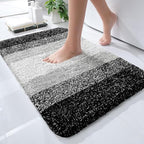OLANLY Bathroom Rugs Mat 24x16, Extra Soft Absorbent Microfiber Bath Rugs, Rubber Backing, Quick Dry, Machine Washable Bath Mats for Bathroom Floor, Tub and Shower, Home Decor Accessories, Black