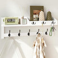 AMBIRD Wall Hooks with Shelf, 26.57 Inch Entryway Wood Coat Hooks for Wall, Coat Rack Wall Mount with 5 Dual Hooks 3 Key Hooks Mail Organizer and Key Rack Holder (White)