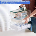 Desk Organizers and Storage, 3 Tier Clear Heightened Stackable Paper Tray Organizer for Document, Letter, A4 File Paper, Desk Accessories, Office Supplies (Clear, 3 Pack)