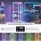 Dystler Display Cabinet with Glass Doors, LED Display Case with Removable Shelf