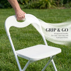 Huacan 6 Pack White Folding Chair – Portable Commercial Seat for Events, Parties, Weddings, and Home Use – Heavy Duty 150kg Capacity, Lightweight & Easy to Store