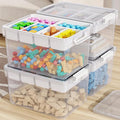 160Qt Large Stackable Storage Bins with Lids & Trays, Clear Plastic Latching Boxes Organizers with Dividers Portable 40Gal Containers for Arts & Crafts, Home and Car Trunk Organization, 4Pack
