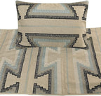 The HomeCentric King Queen Twin Blue & Ivory Decorative Full 68"x18" Bed Runner with Pillow Cover, Embroidered Bed Scarf on Cotton Fabric - Aztec Armour