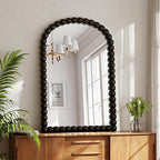 24"×36" Bronze Arched Bathroom Vanity Mirror, Vintage Beaded Decorative Wall Mounted Makeup Mirror, as Wall Decor Hanging Leaning for Fireplace Mantle, Living Room, Bedroom, Vanity Area