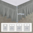 Full Bed Skirt, Elastic Wrap Around Bed Skirt Full Size, Bed Skirts for Adjustable Bed, Easy Fit with 14" Drop Length Tailored Drop Dust Ruffle (Grey)