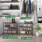 kiplant Shoe Rack for Entryway, Bamboo Wood Shoe Rack 4-Tier, Stackable Shoe Organizer for Closet, Free Standing Shoe Racks for Indoor & Outdoor