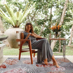 CAMILSON Indoor Outdoor Rug, Multi 5x7 Leaf Tropical Botanical Area Rugs for Indoor and Outdoor patios, Easy-Cleaning Non-Shedding Living Room, Garden and Kitchen Washable Outside Carpet (5 x 7)