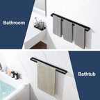 Sayayo Matte Black Towel Bar for Bathroom, 27.5 Inch Hand Towel Holder Wall Mount Square Towel Ring SUS304 Stainless Steel Towel Rack