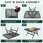 WildFinder 3 FT Folding Grill Table, Portable Camping Table for Outside, 3 Adjustable Height Folding Table with Desktop, Lightweight Outdoor, Camping, Picnic, BBQ