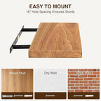 Floating Shelves 30" W x 8" D, Solid Elm Wood Shelves for Wall, 8 Inch Deep - Rustic Wooden Bathroom Shelves 30" Long, for Living Room, Kitchen, Office, Entryway, Set of 2, Heavy-Duty Bookshelf