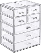 Sorbus Acrylic Makeup Organizer Set, 7-Drawer Vanity & Countertop Cosmetic Storage with Small & Wide Drawers, Clear Makeup Storage for Brushes, Lipsticks, Jewelry – Holiday Gift for Women & Teens