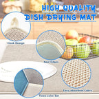 3 Pack XXL Dish Drying Mats,24×17" Absorbent Microfiber Dishes Drainer Mats,Large Size Pads for Kitchen Counter,Coffee,Rack,Under Sink(Beige,Blue,Gray)