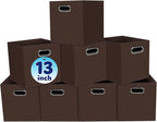 Fabric Cubby Storage Bins,13x13x13 Inches,Cube Organizer Bin Foldable Storage Boxes with Dual Handles Fabric Organizer Box and collapsible Storage basket,Set of 8,Coffee