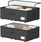 EE-RoomWorld Underbed Storage Bins With Wheels, No Assemble Required 10 inches Height Large Capacity Rolling Underbed Shoe Storage Containers，Dorm Underbed Storage Drawers