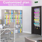 homyfort Over the Door hanging File Organizer, Weekly Hanging File Folders, Wall Organizers and Storage for Mail, Magazine, Notebooks, Office, Classroom, 5 Large Pockets, 50.39” Tall, Grey