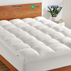 SLEEP ZONE Queen Mattress Protector, Deep Pocket Mattress Pad Cover, Thick Fitted Mattress Topper for Back Pain, Hotel Quality (White, Queen)