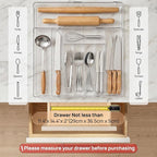 Vtopmart Expandable Silverware Organizer, Clear Plastic Food-Safe Cutlery Flatware Organizer, Kitchen Utensil Drawer Organizer, Adjustable Silverware Holder for Spoons Forks Knives, (6-9 Slots)