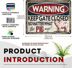 Pig Says Warning Vintage Sign Funny No Trespassing Metal Sign Farmhouse Decoration and Pig Farm Warning Signage for Poultry Owners 12x16inch