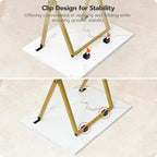 HOOBRO Folding TV Tray Tables, Set of 4 TV Trays with Storage Rack, Industrial Side Table for Eating at Couch, Foldable Snack Table for Small Space, Easy Assembly, Marble and Gold DM50BZ01