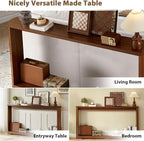 70" Extra Long Narrow Console Table, Fluted-Side Sofa Table with Open Shelf, Entryway/Hallway/Living Room Console – Walnut