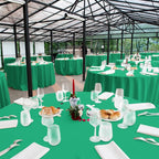 16 Pack Green Plastic Tablecloth for Round Tables, Premium Decorative Green Disposable Table Cloths for Parties, Round Party Table Cover for Birthday Anniversary Graduation Picnic Party, 84 Inch