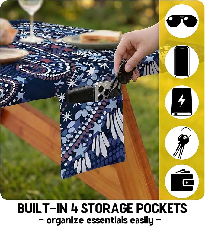 Picnic Table Cover with Bench Covers Tablecloth Table Cloth Camping Gifts for 30th 40th 50th 55th 60th 70th 80th 45th 65th 75th 40 50 55 60 65 70 Year Old Camper RV Owner Camping Lovers Men Women