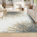 Lahome Modern Washable Area Rugs 8x10 - Ultra-Thin Non-Slip Soft Velvet Abstract Living Room Rug Starburst Floor Rugs, Abstract Print Washable Rug for Dining Room Table Office (Gold/Gray, 8'x10')