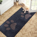 PURRUGS Dirt Trapping Door Mat 32" x 70", Non-Skid/Slip Machine Washable Microfiber Entryway Rug, Dog Doormat, Super Absorbent Welcome Mat for Muddy Wet Shoes and Paws, Navy Blue