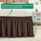 Biscaynebay Wrap Around Bed Skirts for King & Cal King Beds 16" Drop, Brown Adjustable Elastic Dust Ruffles Easy Fit Wrinkle & Fade Resistant Silky Luxurious Fabric Solid Machine Washable