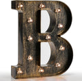 Pooqla Vintage Light Up Marquee Letters with Lights – Illuminated Industrial Style Lighted Alphabet Letter Signs - Coffee Bar Apartment Bedroom Wall Home Initials Decor A-Z