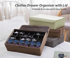 AARAINBOW 2 Packs Underwear Socks Ties Storage Organizer with Lids Foldable Closet Drawer Organizer 60 Cells, Fabric Wardrobe Divider Storage Boxes for Scarves and Lingerie (30 Cell, 2 Coffee)