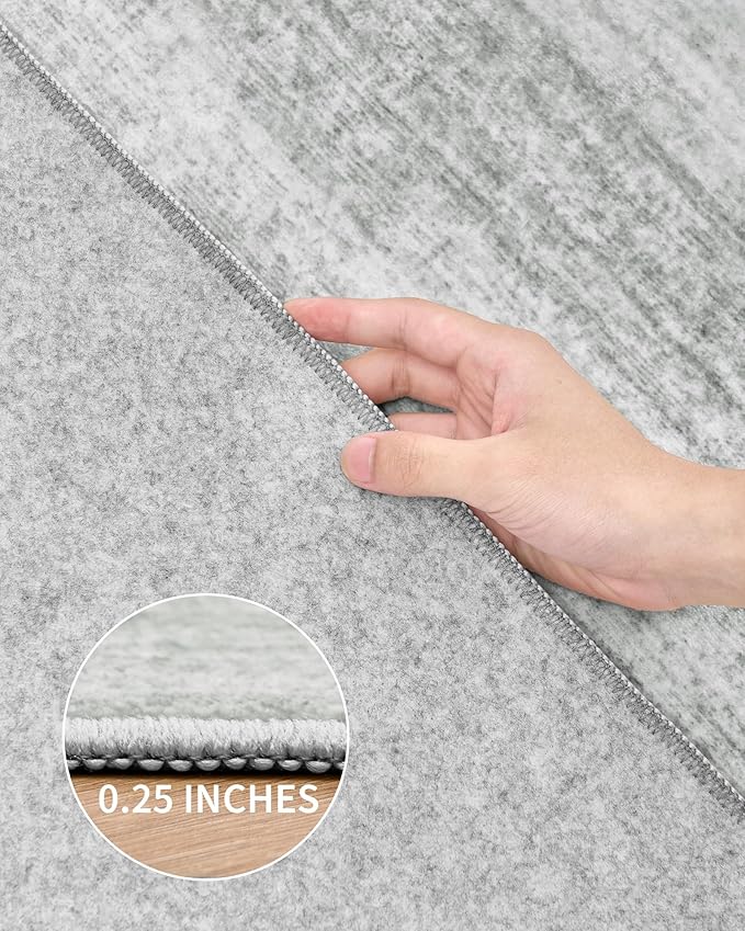 Art&Tuft Non-Slip Runner Rug - 3x12 Runner Rug Washable Low-Pile Rugs Runners, Soft Distressed Carpet Runner for Bedroom Bathroom Kitchen Laundry Living Room, Grey