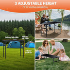 FUNYKICH 3ft Camping Folding Table with 3 Height(35.4'' Lx15.7'' W), Max Height 29.4'' Portable Small Outdoor Tables, Lightweight Beach Table with Carry Handle for Camping, Backyard, Picnic, Handcraft