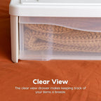 IRIS USA 22 Qt Under Bed Storage, Stackable Organizer Bin Plastic Container with Sliding Drawer, 2 Pack, Multi-Purpose for Clothes, Shoes, Bedding, White