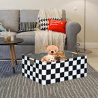 Checkered Storage Basket Room Decor Gifts Basket Foldable Nursey Box Kids Hamper Storage Cube for Women Closet Organizer Boys Car Toys Bins with Handles