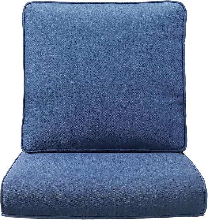 Outdoor Chair Cushions for Patio Furniture - 1 Pack Outside Durable Thick Replacement Cushion 22x24 with Zipper Cover for Wicker Glider Rocking Chairs Loveseat Couch – Blue/Regular