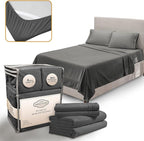 Queen Sheet Set - Luxury Hotel Bed Sheet - Soft Cooling Sheets with Elastic Corner Straps - Deep Pockets Microfiber Bedsheet - Bedding Sheets & Pillowcases - 4 Piece (Queen Size, Gray)