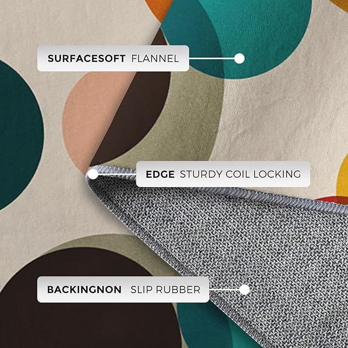 Mid Century Modern Rugs for Home Decor, 6x8 ft, Boho Geometric Circle Area Rugs for Living Room, Soft Non Slip Washable Abstract Geometry Carpet Bedroom Decorations Dt-Ghf-19