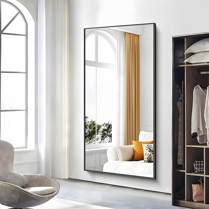 BONEWEI Bathroom Mirror,72x36 inch Bathroom Mirrors for Over Sink,Large Wall Mirror for Bathroom Wall Mounted Rectangle Mirrors,Black Vanity Mirror for Living Room,Bedroom Entryway,Horizontal/Vertical