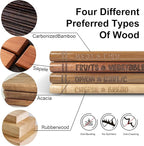 4 Pcs Book Cutting Board Set With Magnetic Knife Holder,Non Toxic Book Wood Cutting Boards With Labels,Made Of Four Different Solid Woods,Chopping Board For Kitchen Decoration (No Knives)(4)