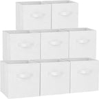 Criusia Storage Cubes - 11 Inch Heavy Duty Fabric Storage Bins for Shelves Closet Cube Organizer - 8 Pack Collapsible Cube Storage Bins Baskets for Clothes Blankets Toys - Nursery Organization (White)