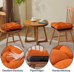 Chair Cushions for Dining Chairs, Seat Cushions for Kitchen Chairs, Indoor Seat Cushions with Ties, Tufted Foam Chair Pads, Non Slip Chair Cushions Set of 6, 15.5" x 15.5" x 4", Orange