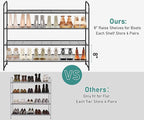 SLEEPING LAMB 4 Tier Long Shoe Organizer for Closet, Metal Shoe Rack Wide Shoe Storage Organizer 30-Pairs Shoe Shelf for Bedroom, Floor, Entryway (Black)