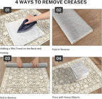 Runner Rug 2x10, Beige Tan White Washable Long Hallway Rug Runner Non-Slip Soft Kitchen Runner Thin Printed Faux Wool Super Soft Carpet for Entryway Bedroom Laundry Room Indoor Home Decor