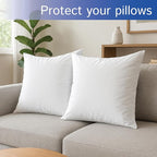 Euro Size Pillow Protectors (Set of 2) - European Square 16x16 Pillow Covers Waterproof Hypoallergenic Dust Proof Zippered Encasement